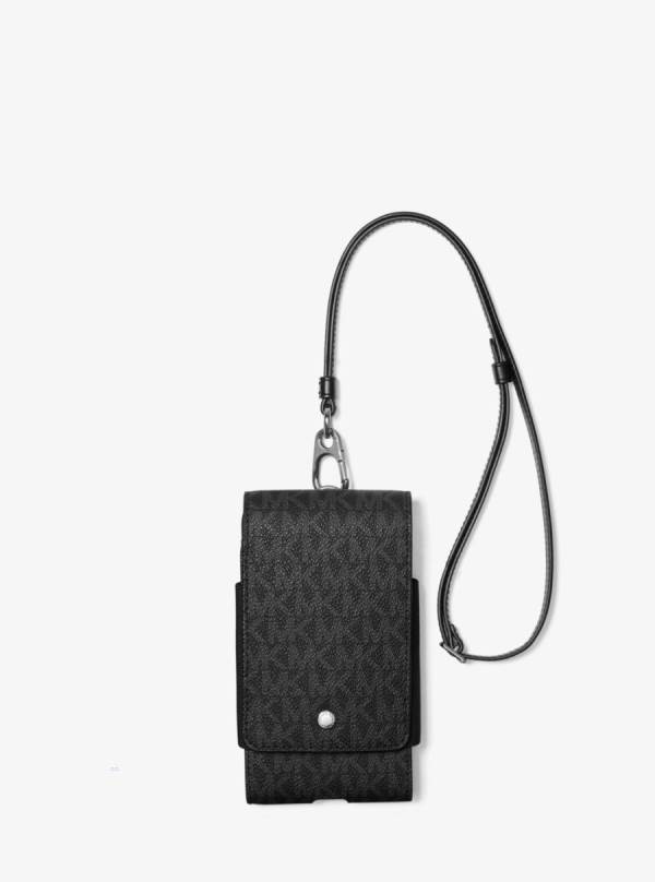 Panske Cestovné Tašky Michael Kors Logo Smartphone Lanyard Čierne - Tasky Michael Kors Outlet | GMQOZ-3495
